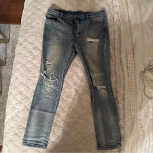 Ksubi Chitch Punk Blue Thrashed Jeans Men Size 36 Slim Fit